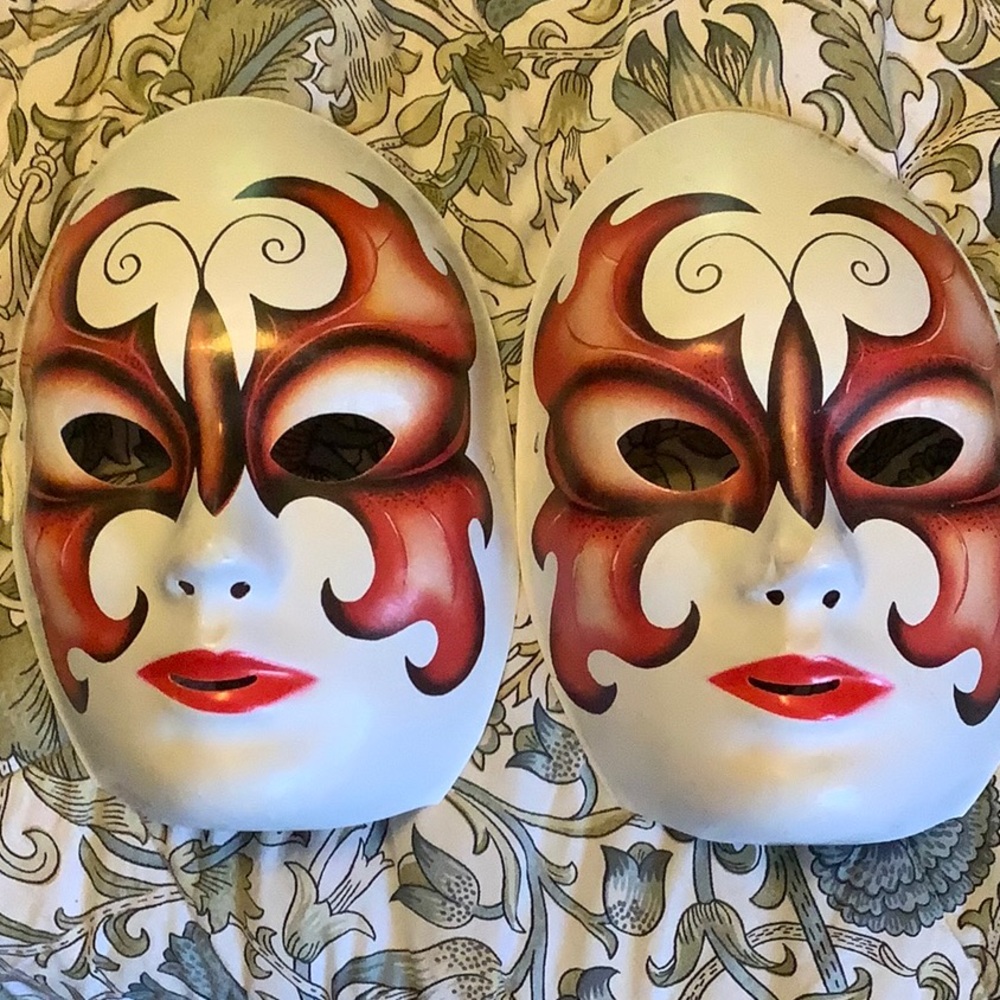 2 Decorative vintage Ben Cooper Mask with Red and Black butterfly design